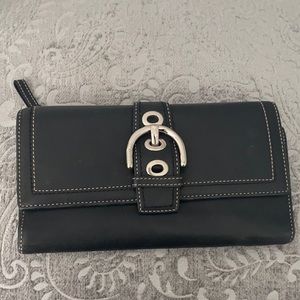 Coach black leather large wallet